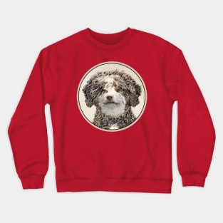 Spanish Water Dog Painting - Cute Original Dog Art Crewneck Sweatshirt